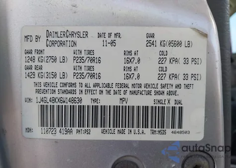 2006 Jeep Liberty Sport z USA, uszkodzony, nr VIN 1J4GL48KX6W148630